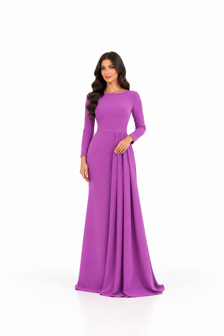 Draped Column Gown - Orchid