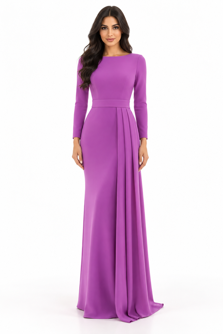Draped Column Gown - Orchid