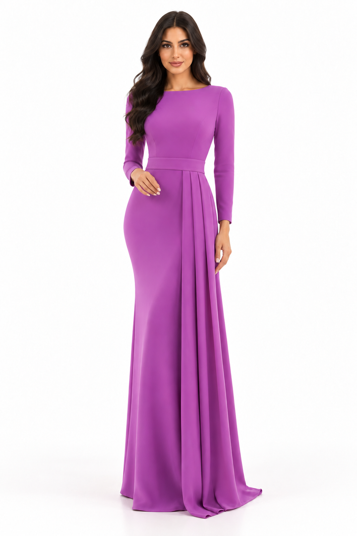 Draped Column Gown - Orchid
