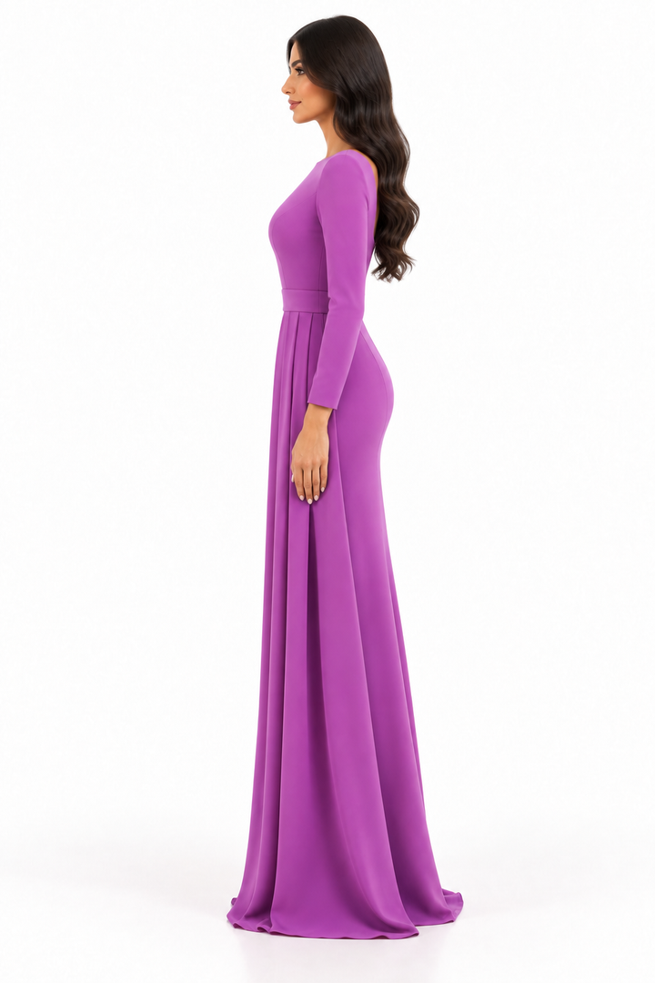 Draped Column Gown - Orchid