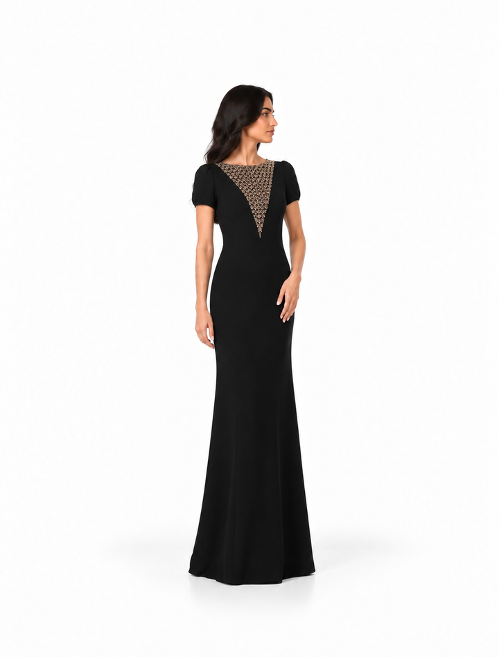 Crystal Illusion Column Gown - Noir