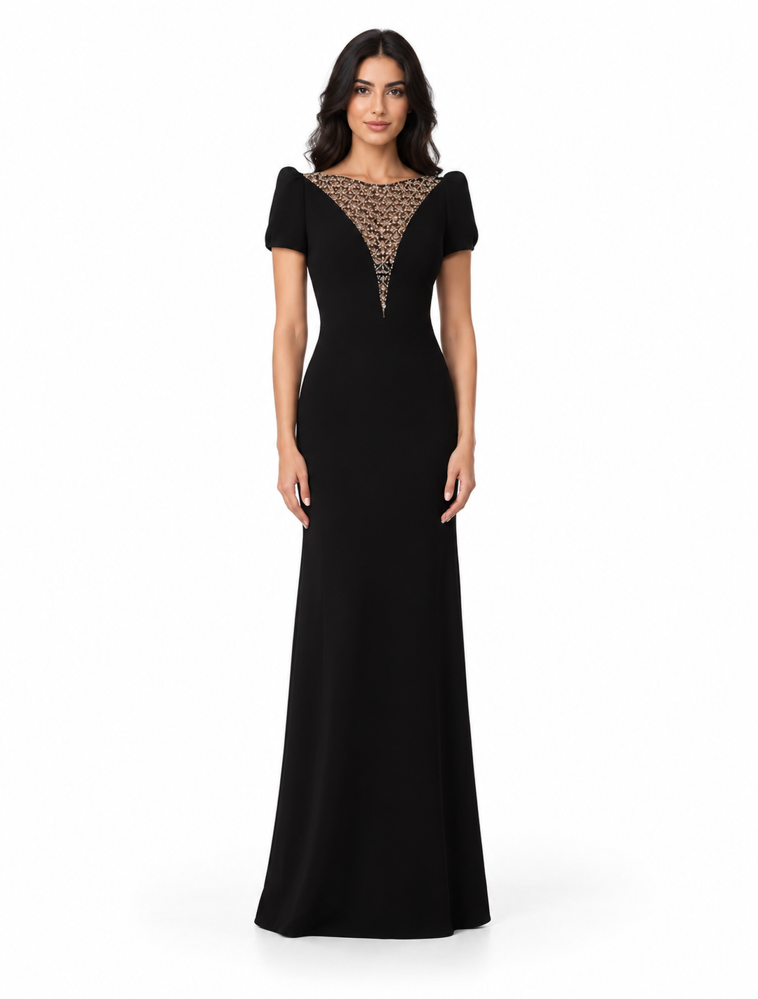 Crystal Illusion Column Gown - Noir