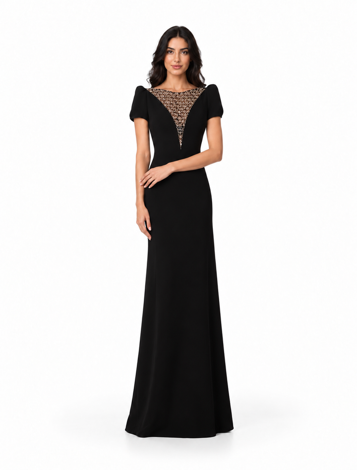 Crystal Illusion Column Gown - Noir