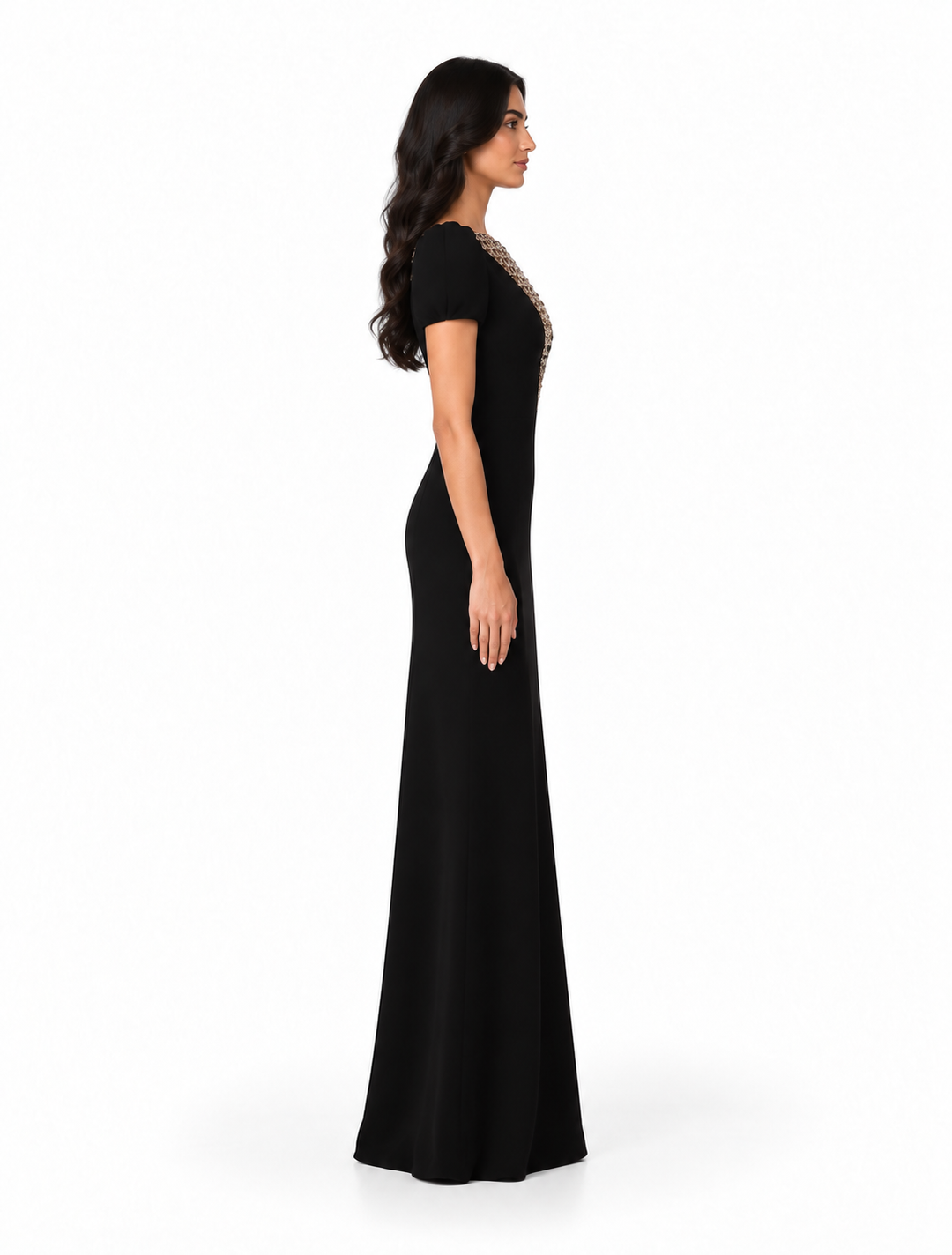 Crystal Illusion Column Gown - Noir