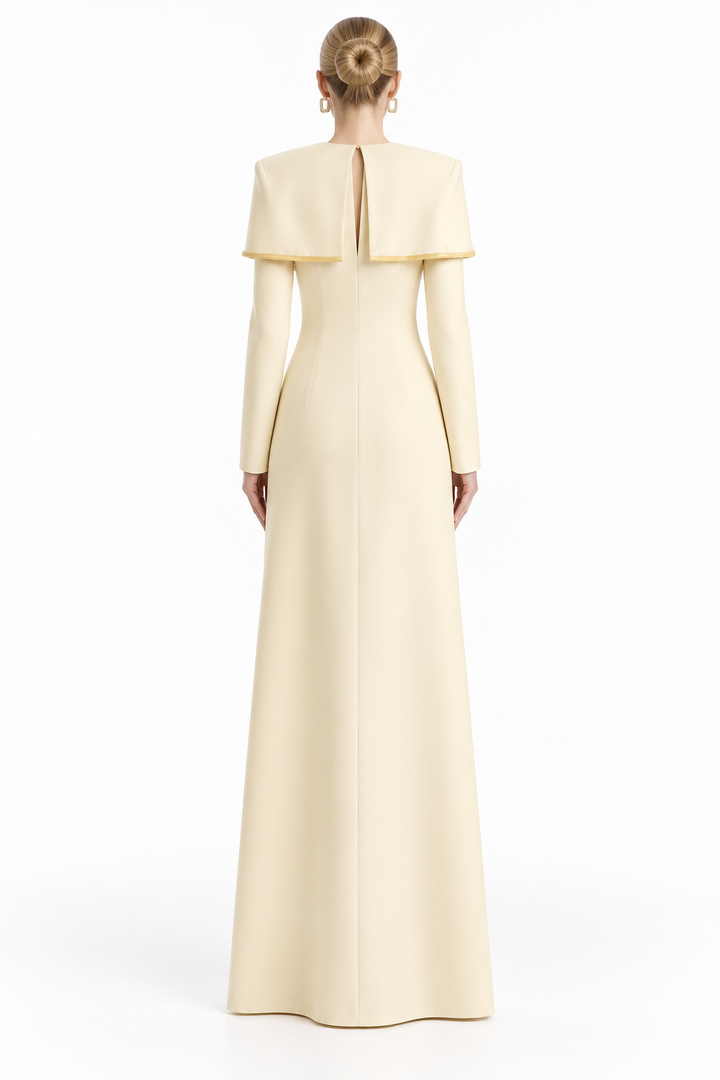 Embroidered Cape Gown - Aurelia