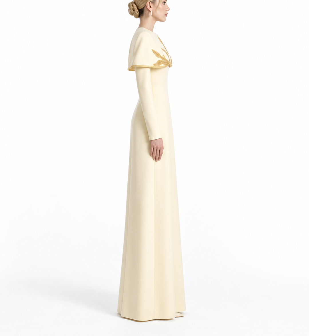 Embroidered Cape Gown - Aurelia