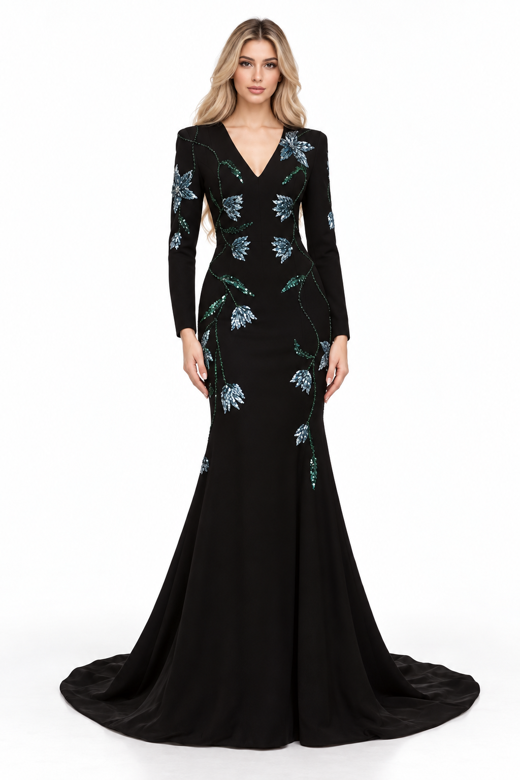 Floral Embellished Gown - Celeste