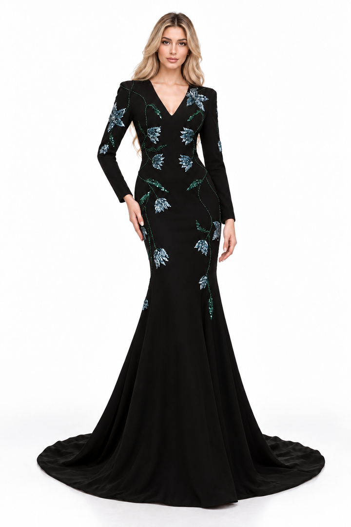 Floral Embellished Gown - Celeste