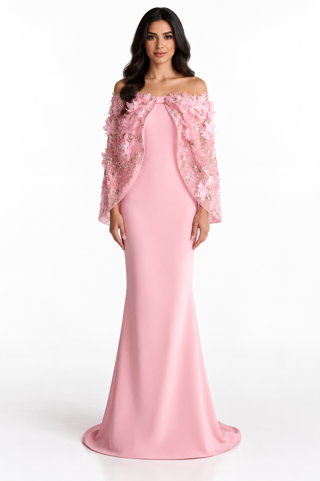 Floral Cape Gown - Rosalie