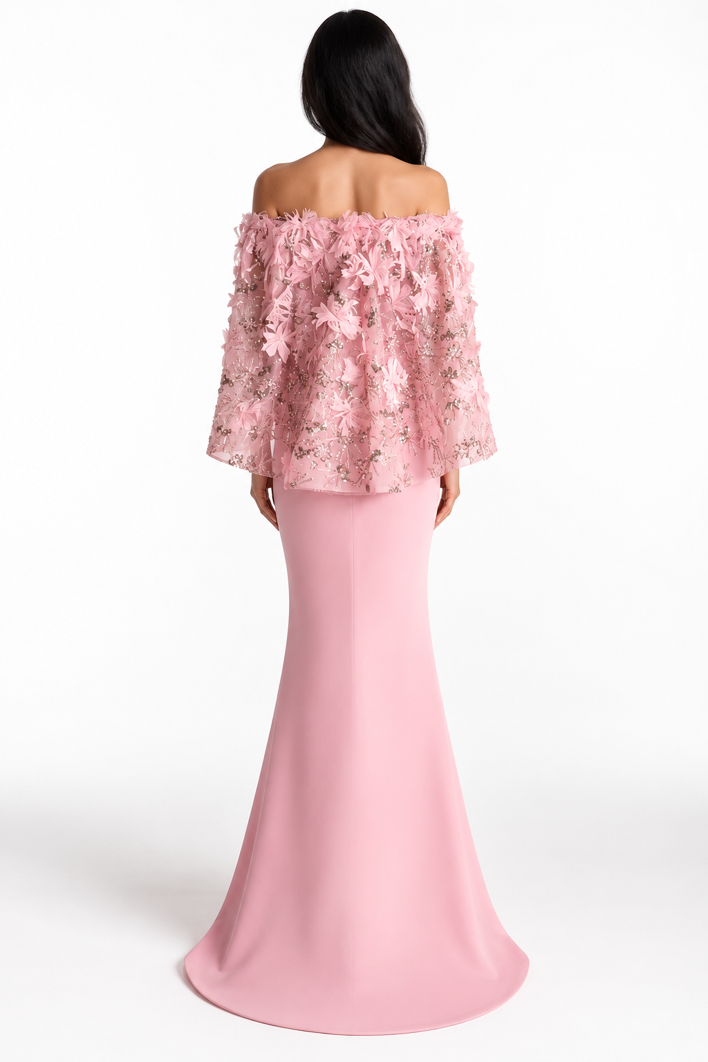 Floral Cape Gown - Rosalie