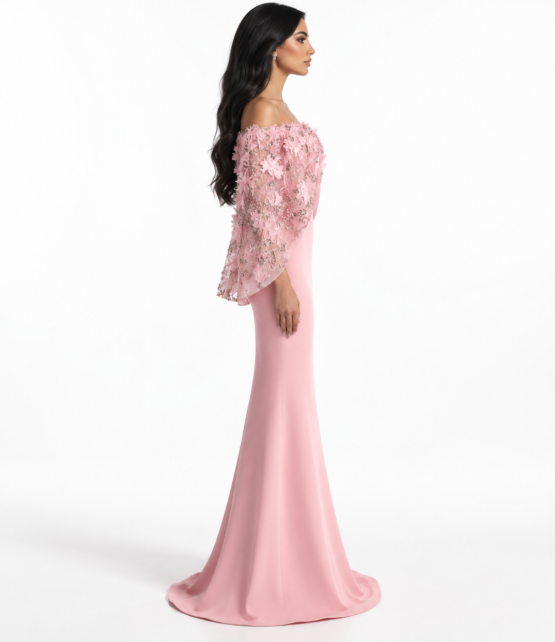Floral Cape Gown - Rosalie