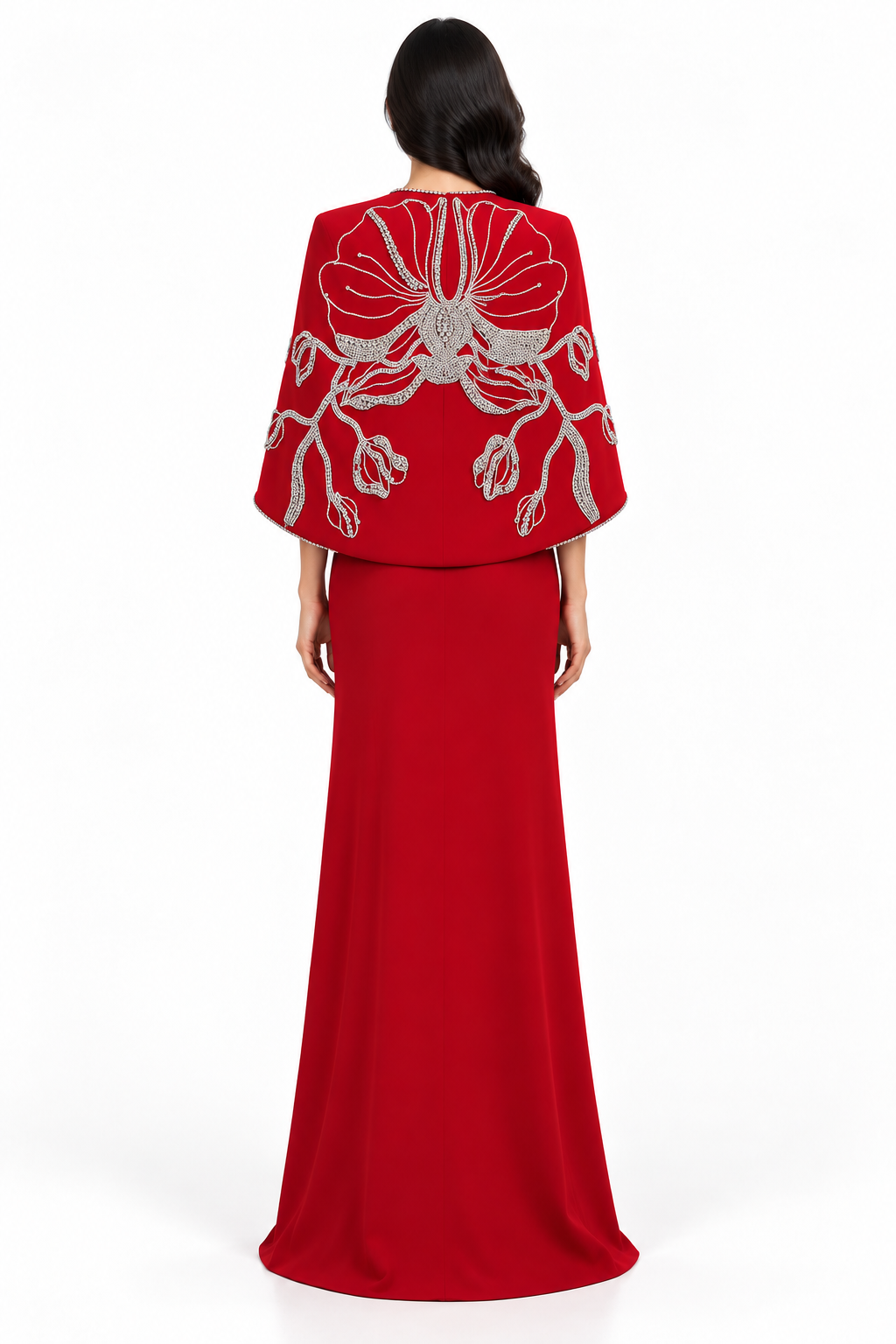Embellished Cape Gown - Scarlett