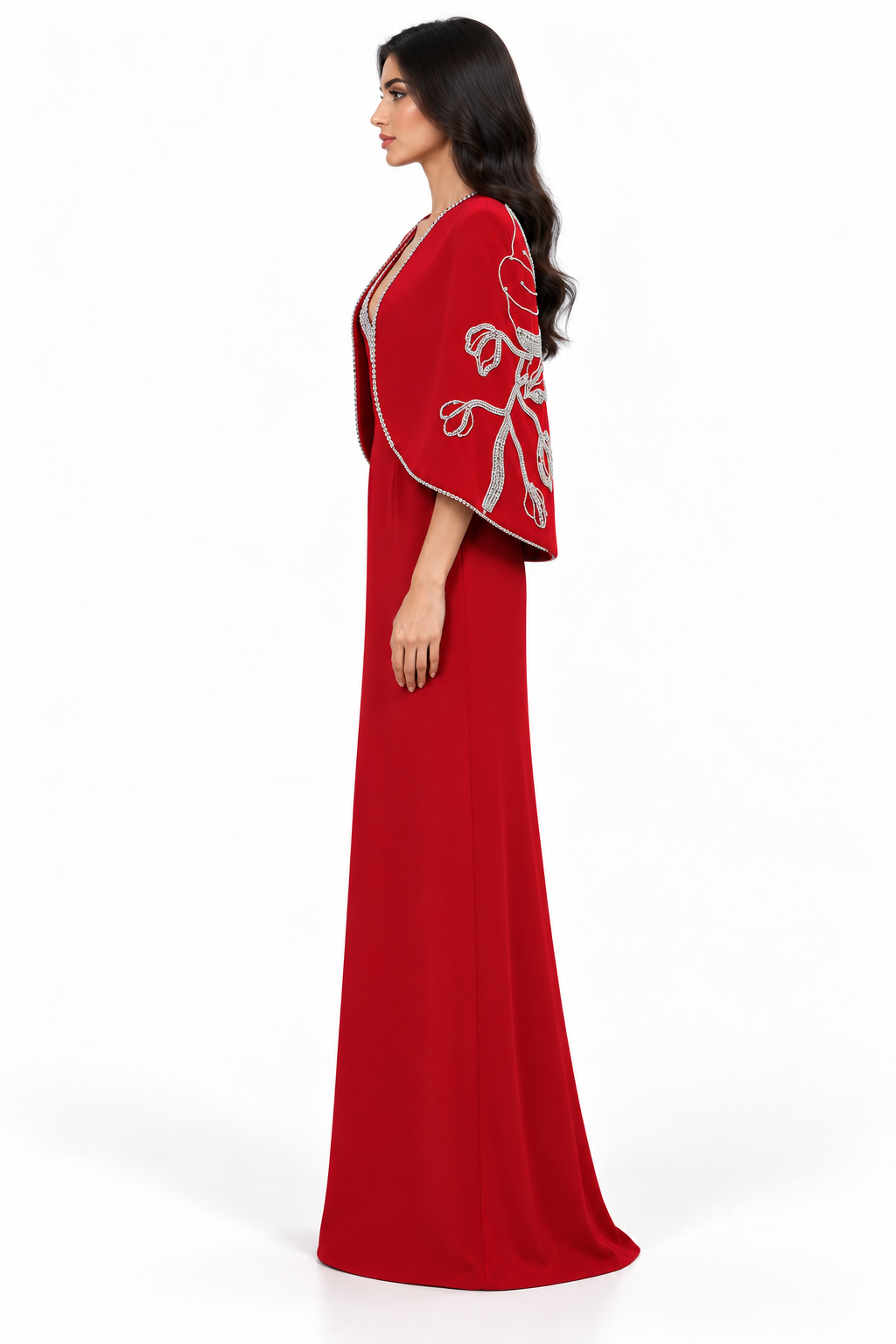 Embellished Cape Gown - Scarlett