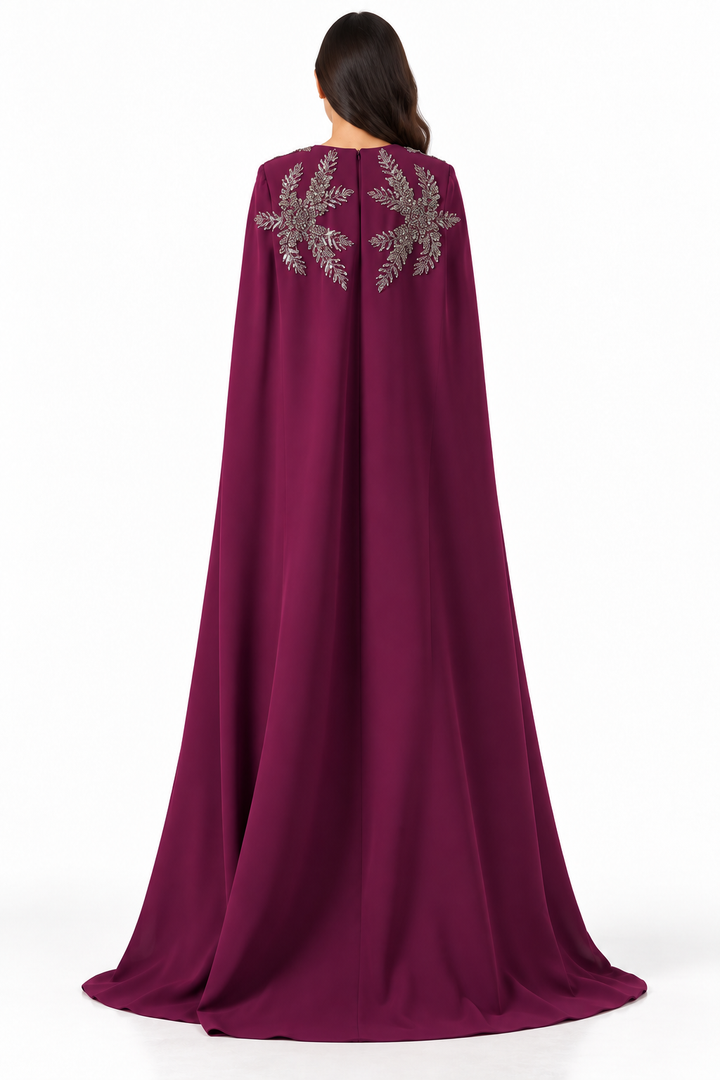 Embellished Cape Gown - Amethyst