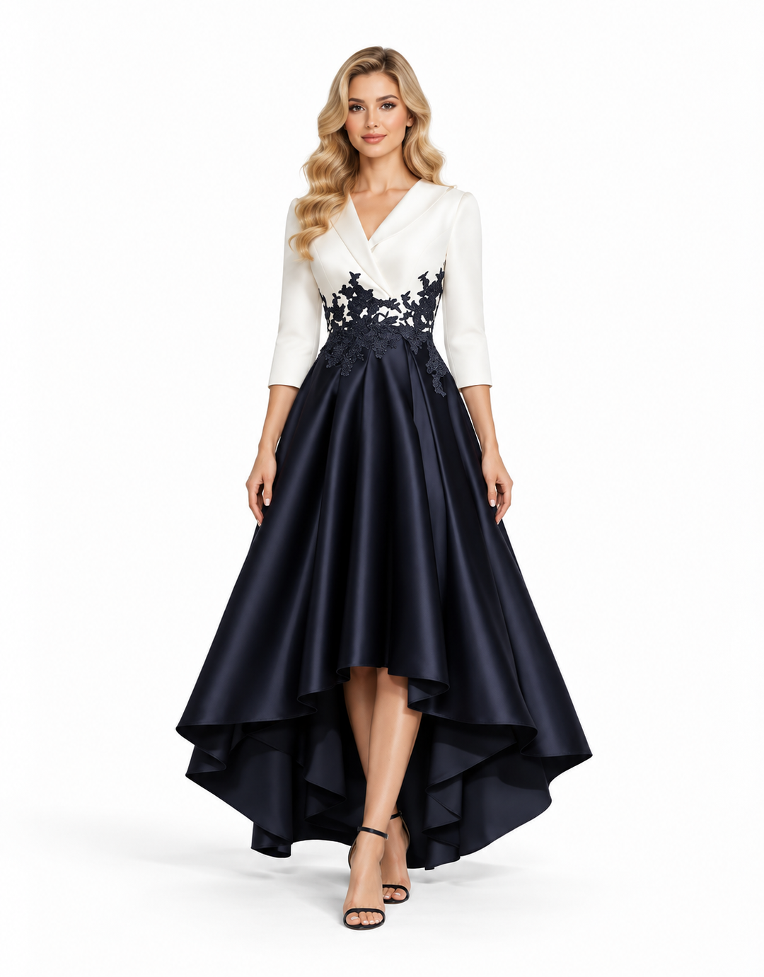 Lace High-Low Dress - Monochrome