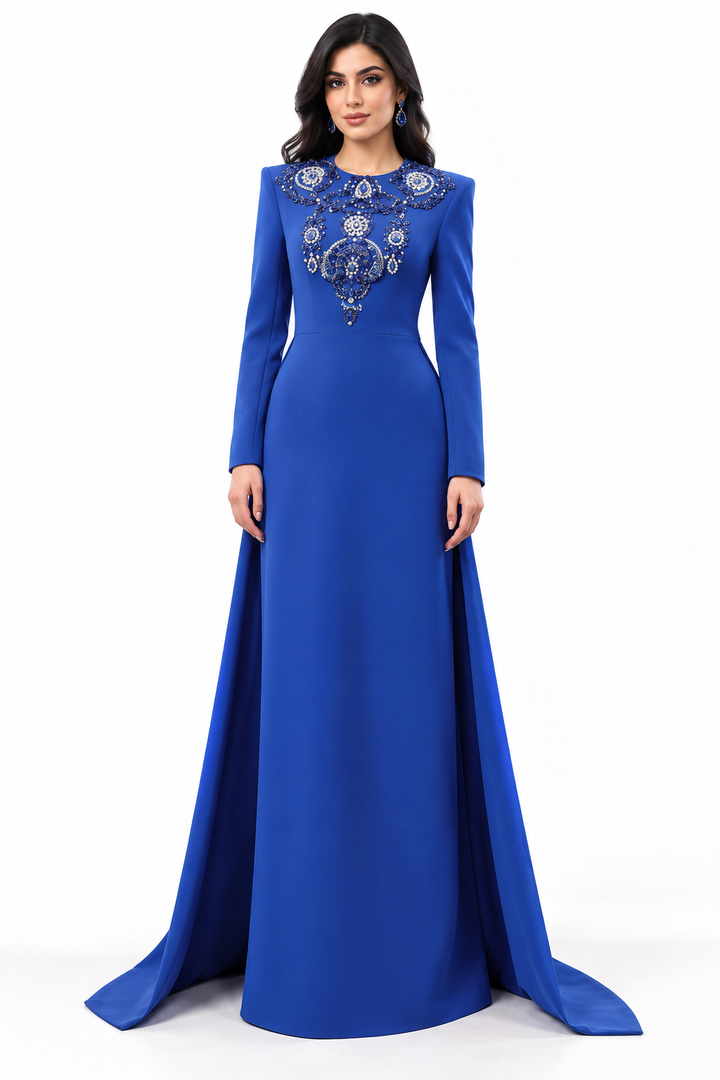 Embellished A-Line Gown - Sapphire