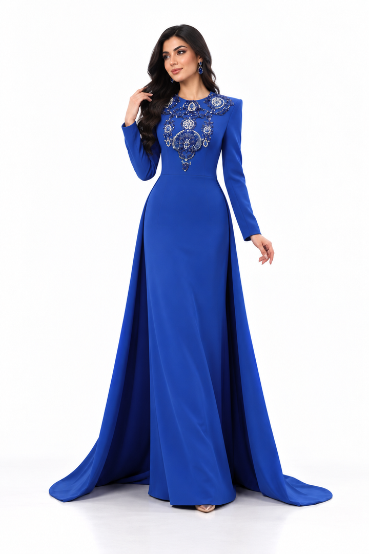 Embellished A-Line Gown - Sapphire
