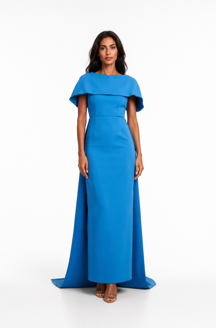 Cape Detail Maxi Gown – AZURIA