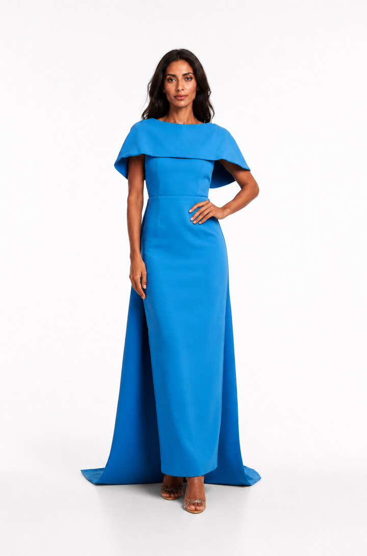 Cape Detail Maxi Gown – AZURIA