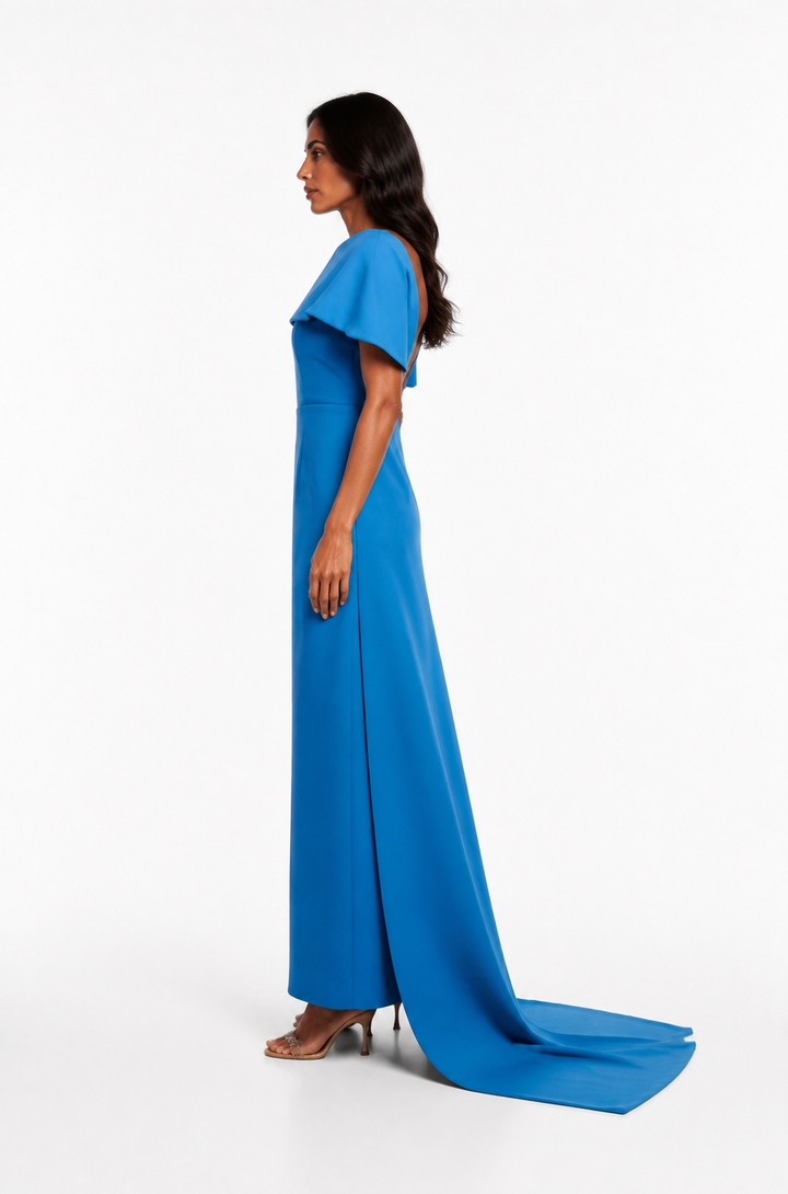 Cape Detail Maxi Gown – AZURIA