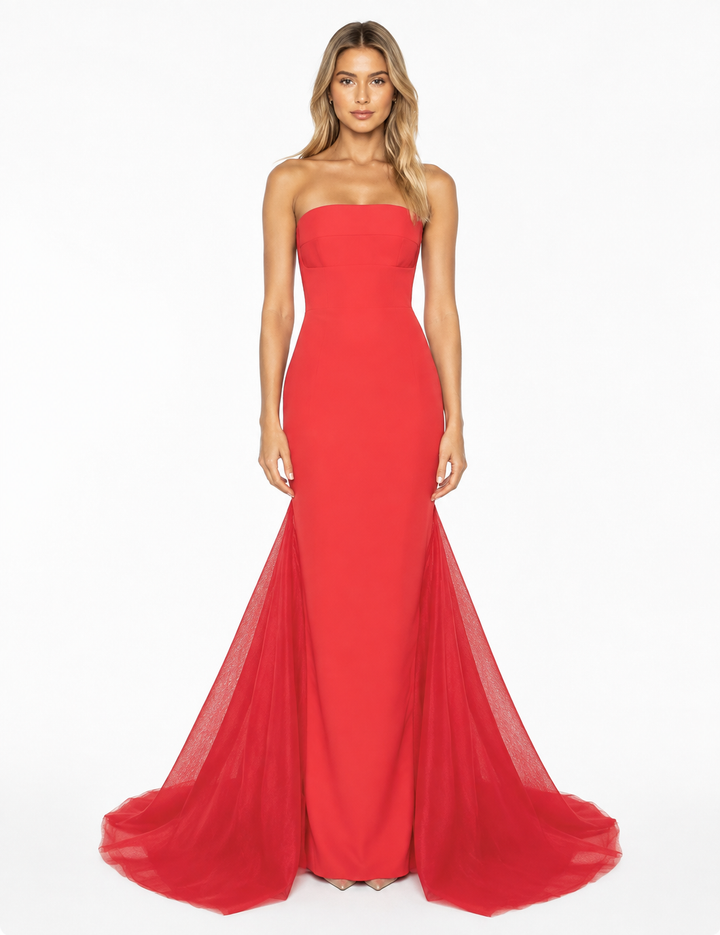 Strapless Tulle Train Mermaid Gown – SCARLETA