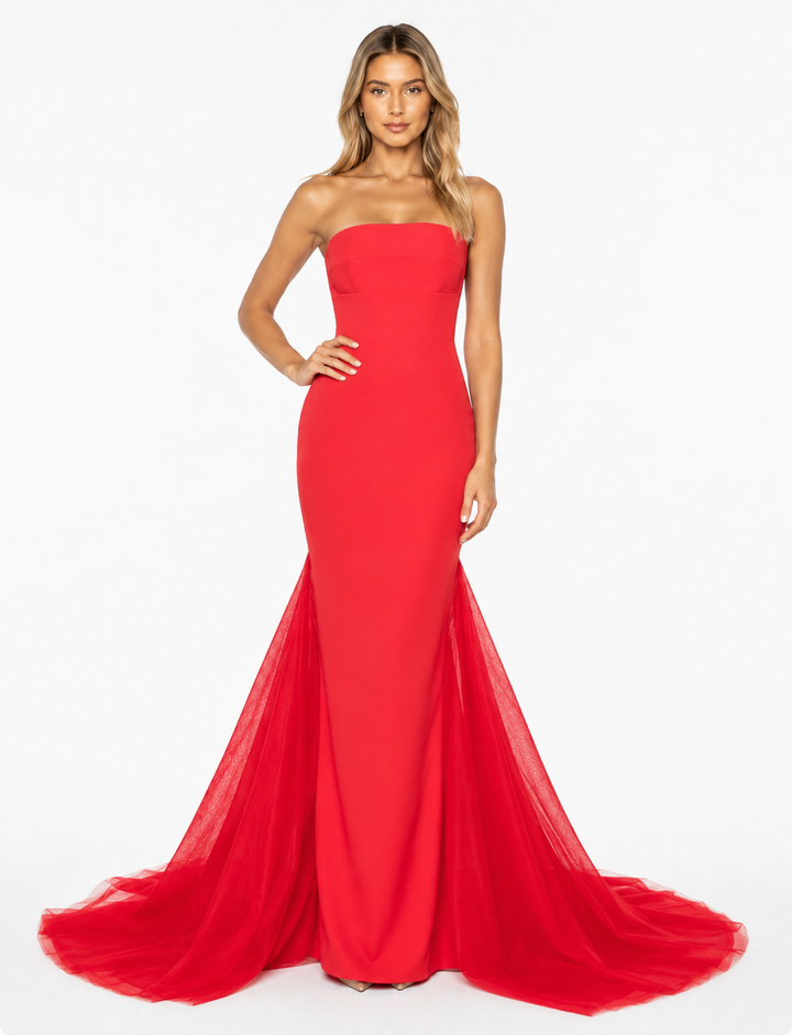 Strapless Tulle Train Mermaid Gown – SCARLETA