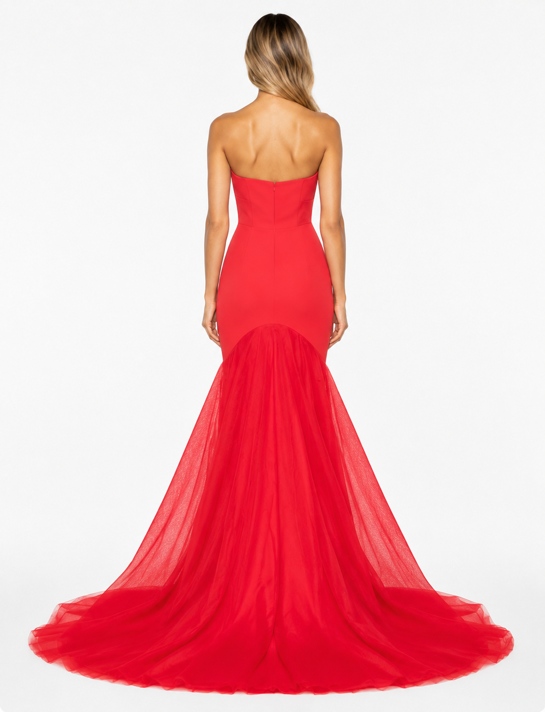 Strapless Tulle Train Mermaid Gown – SCARLETA
