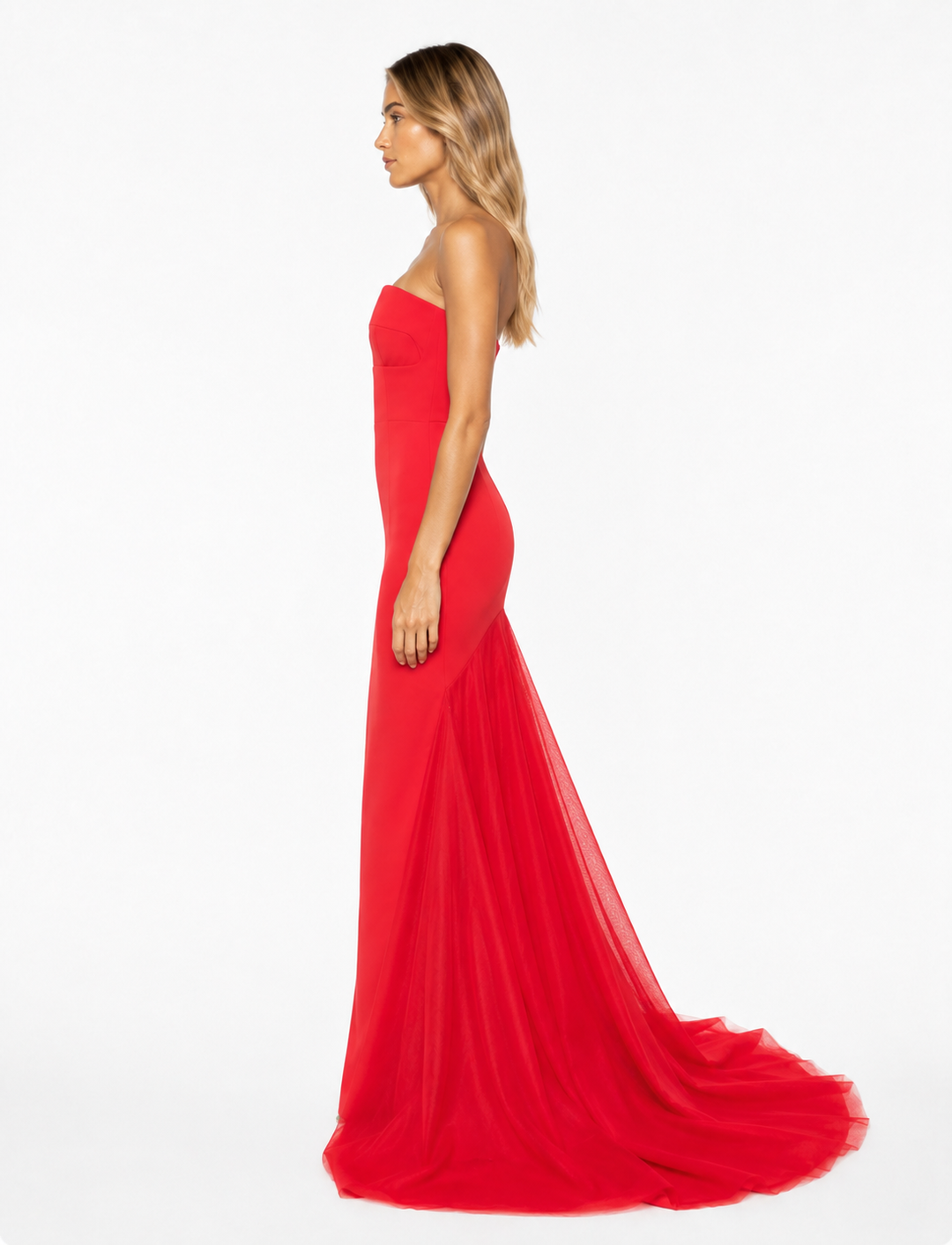 Strapless Tulle Train Mermaid Gown – SCARLETA