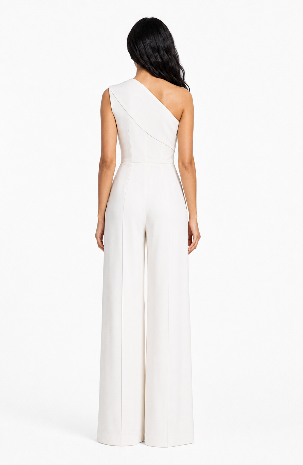 One-Shoulder Draped Wide-Leg Jumpsuit – IVELLA