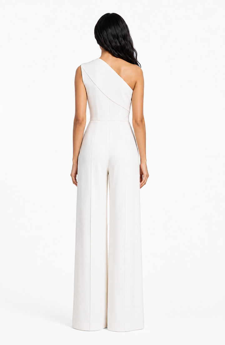 One-Shoulder Draped Wide-Leg Jumpsuit – IVELLA