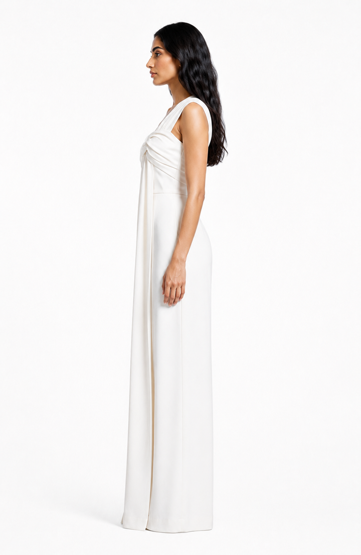 One-Shoulder Draped Wide-Leg Jumpsuit – IVELLA