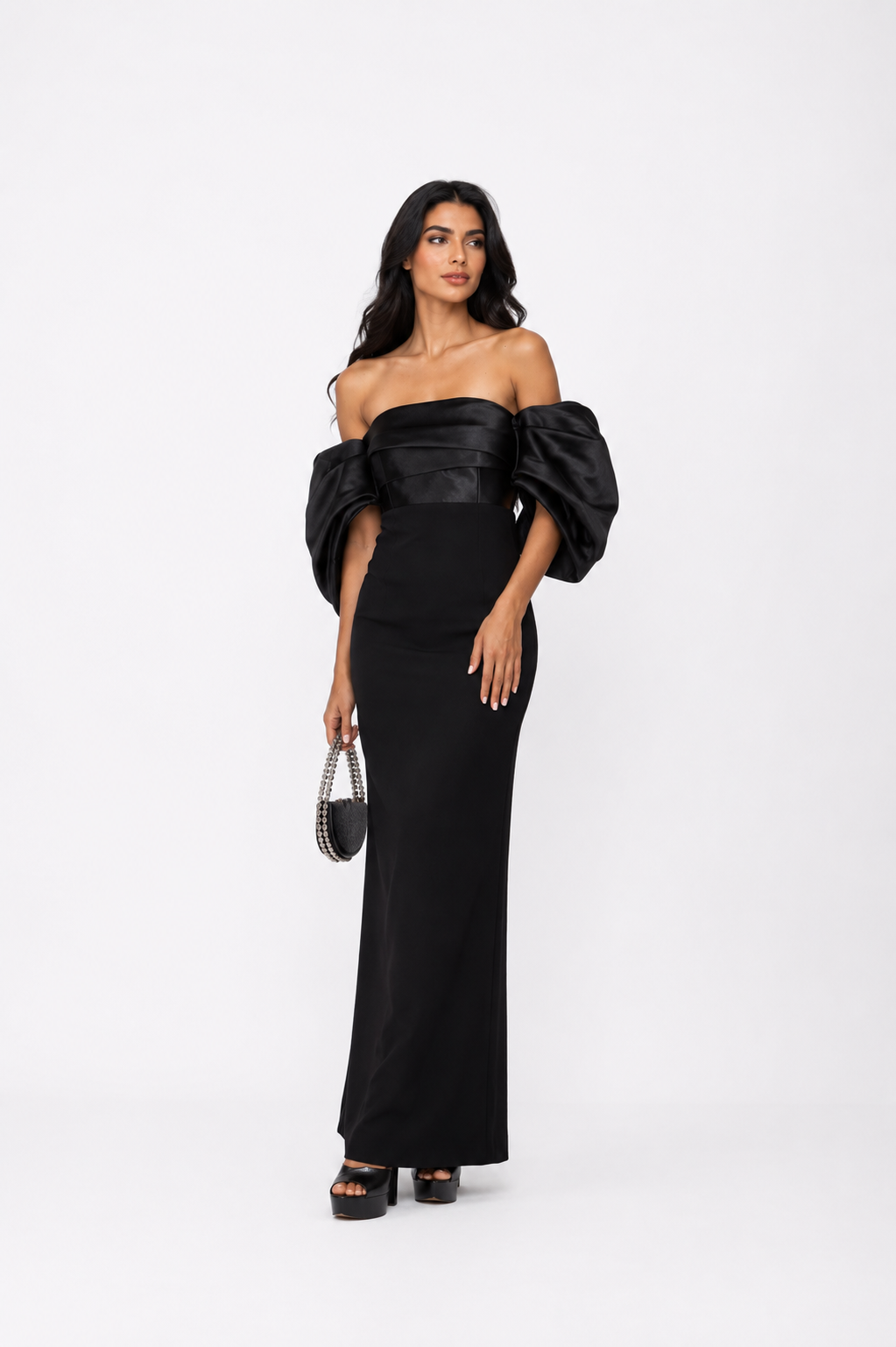 Bow Sleeve Off-Shoulder Maxi Dress – ROSARIA