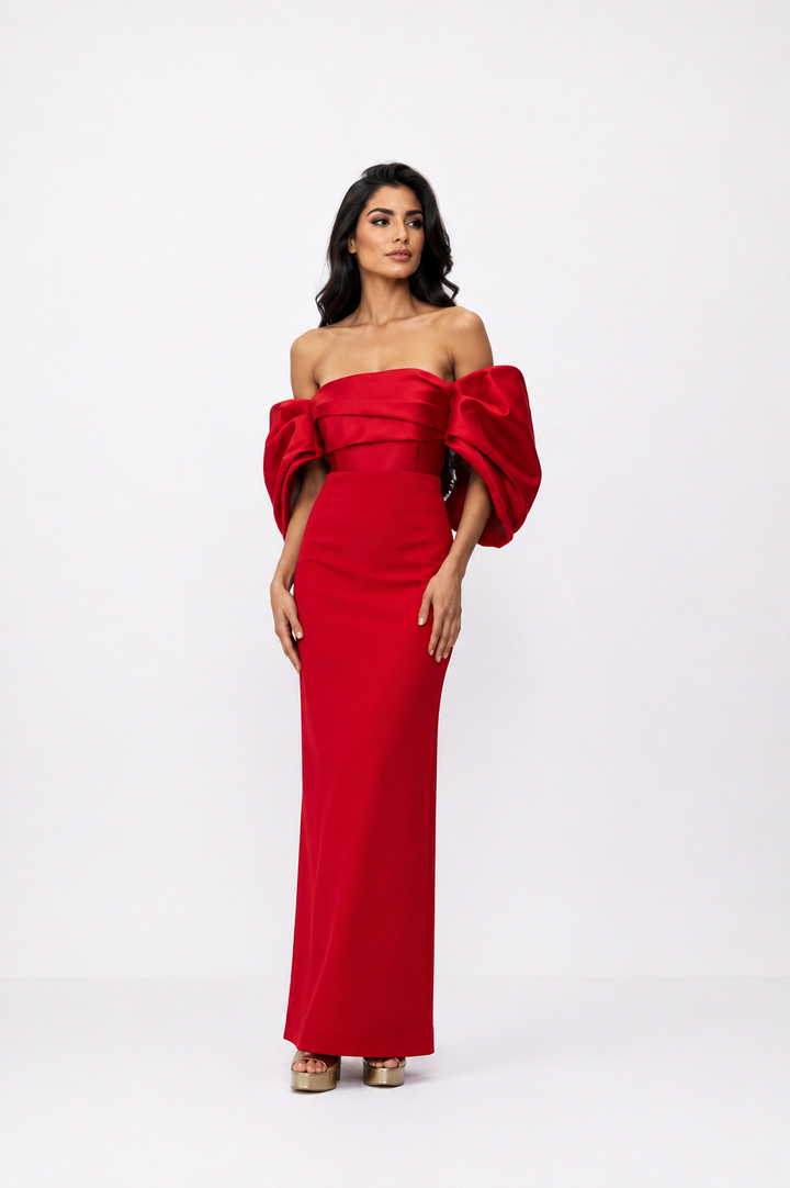 Bow Sleeve Off-Shoulder Maxi Dress – ROSARIA