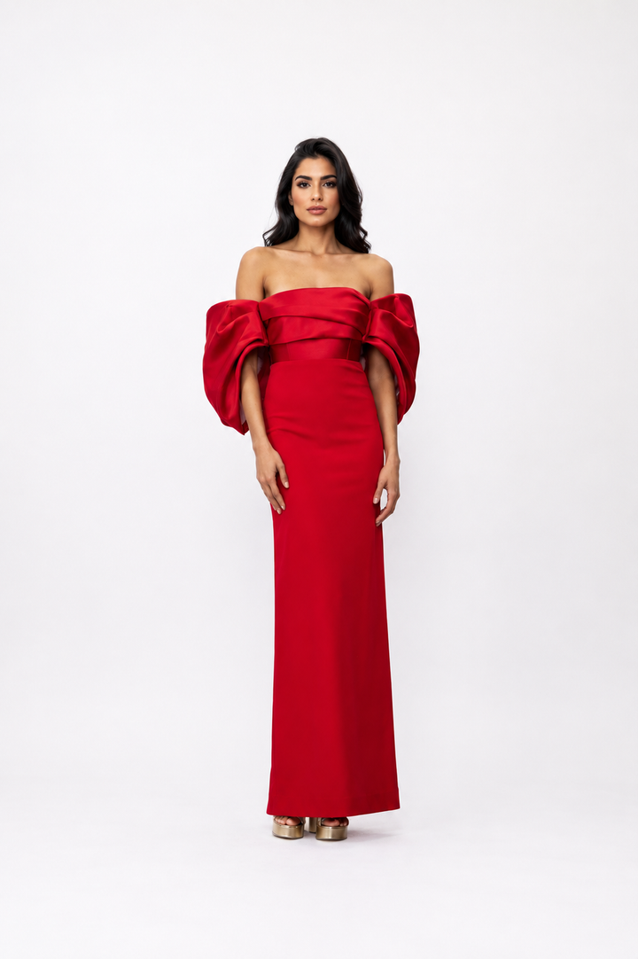 Bow Sleeve Off-Shoulder Maxi Dress – ROSARIA