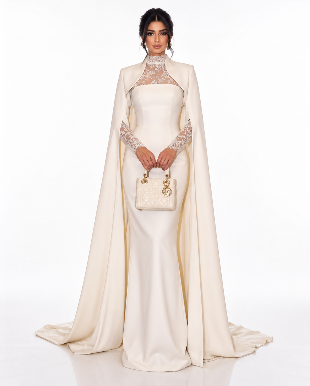 Lace Cape Gown - Ivory