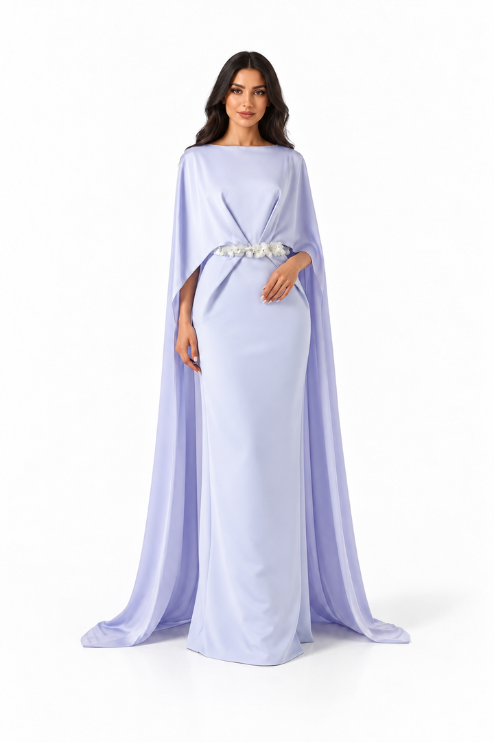 Floral Cape Gown - Lilac