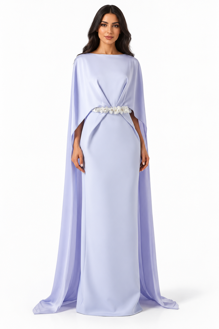 Floral Cape Gown - Lilac