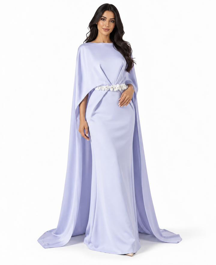 Floral Cape Gown - Lilac