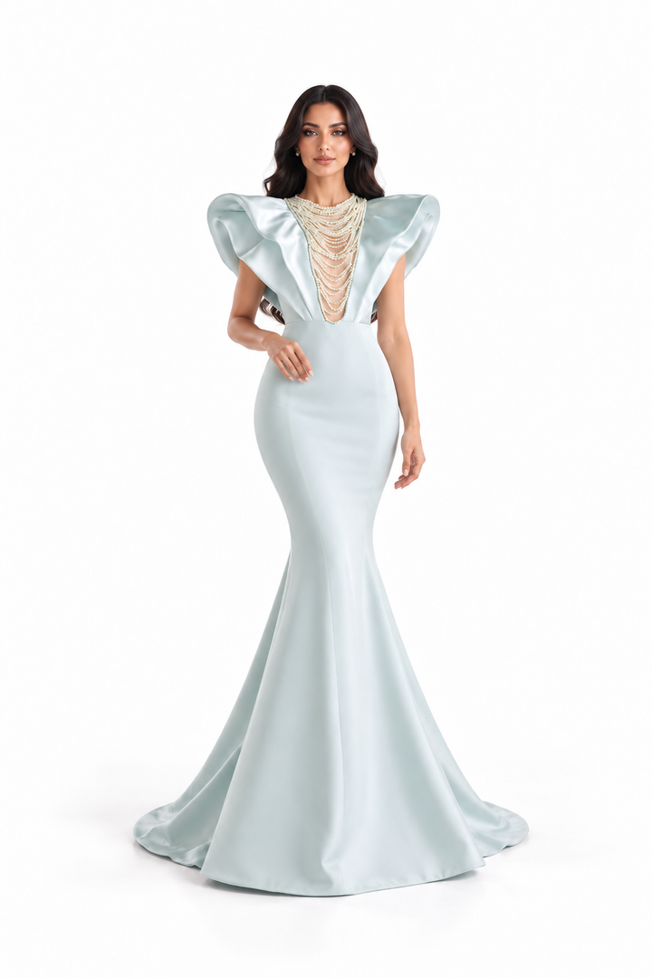 Pearl Ruffle Gown - Celestine