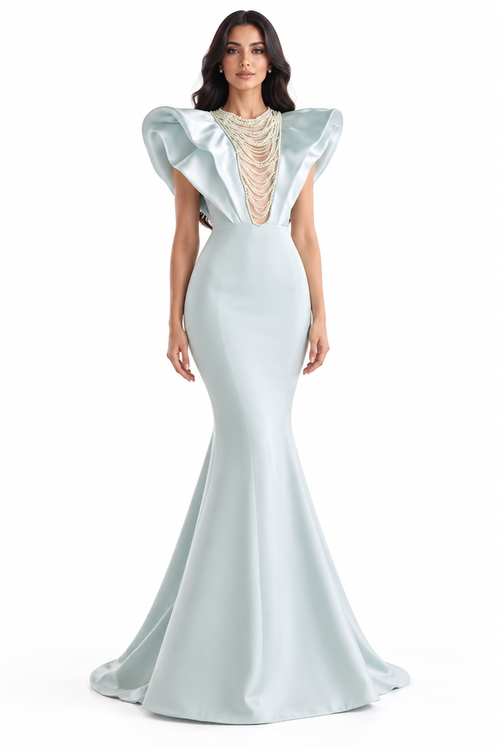 Pearl Ruffle Gown - Celestine