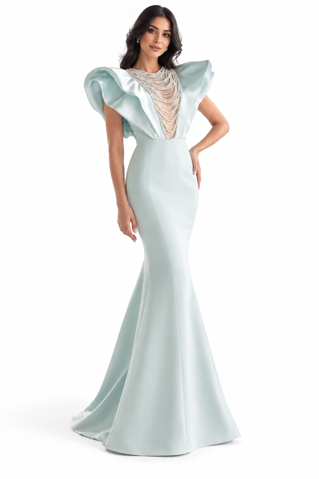 Pearl Ruffle Gown - Celestine