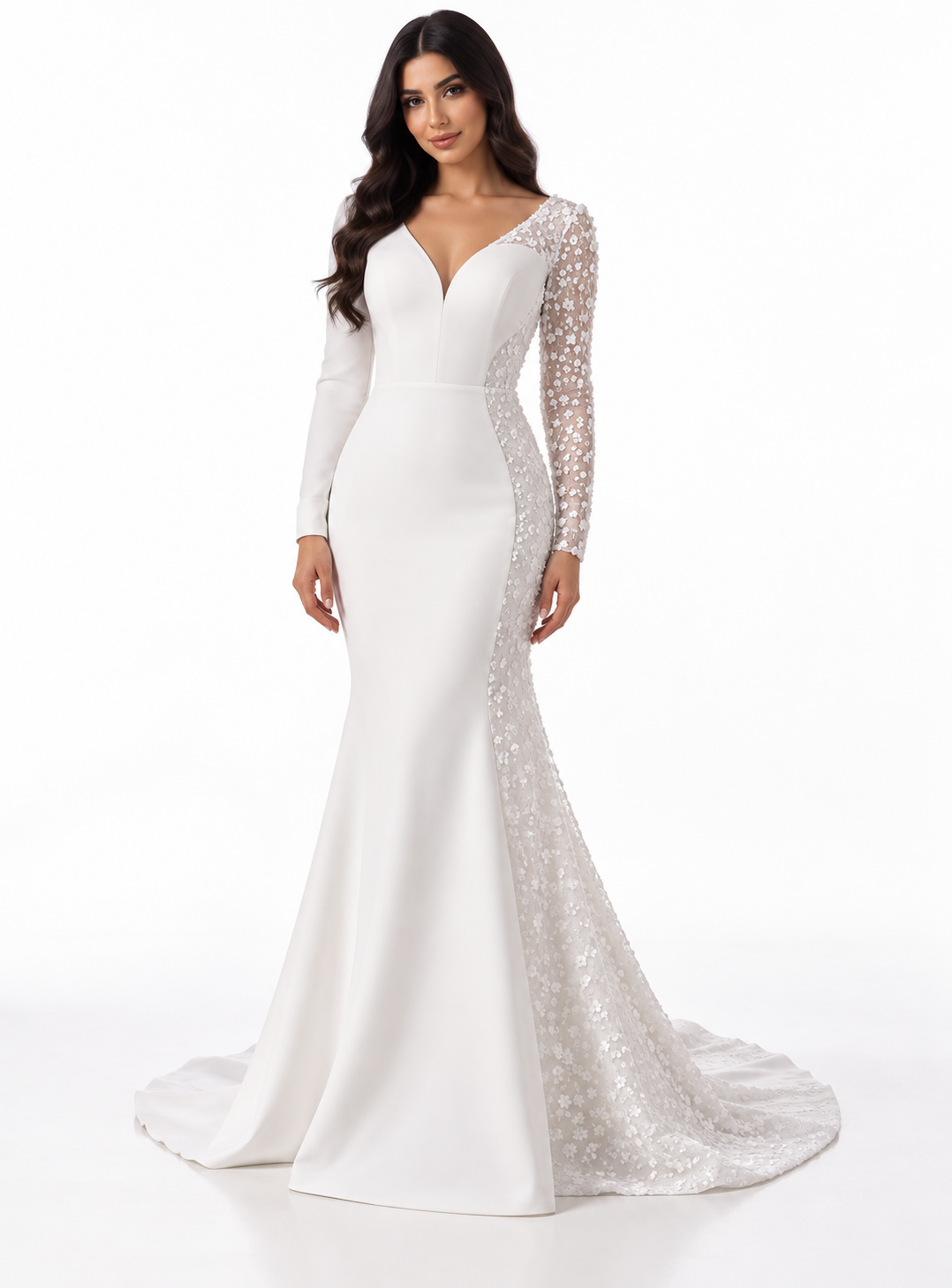 Embellished Asymmetric Gown - Ivory
