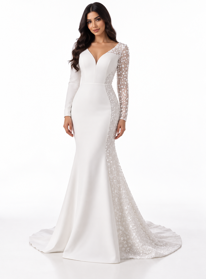 Embellished Asymmetric Gown - Ivory