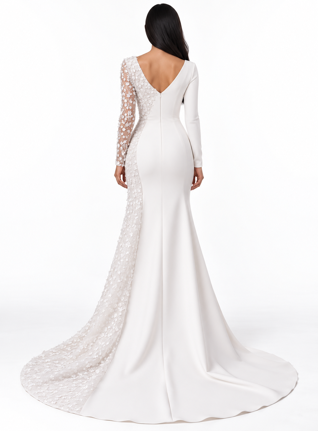 Embellished Asymmetric Gown - Ivory