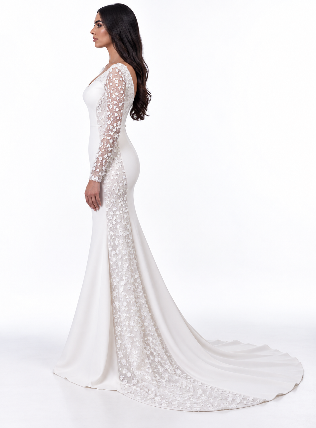 Embellished Asymmetric Gown - Ivory