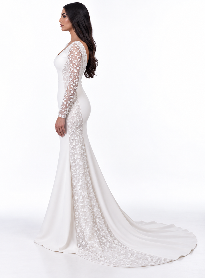 Embellished Asymmetric Gown - Ivory