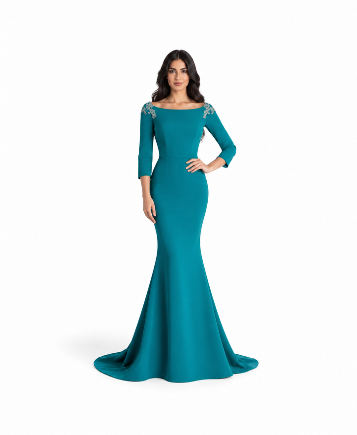 Embellished Mermaid Gown - Teal