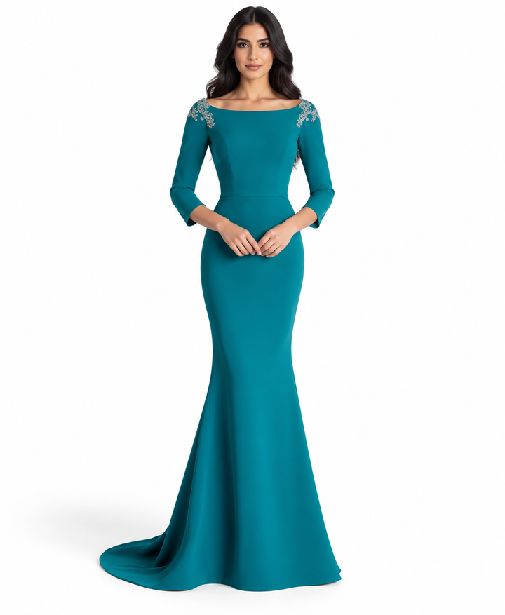 Embellished Mermaid Gown - Teal