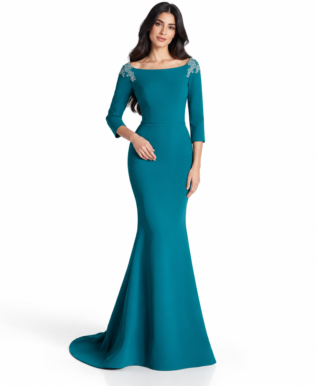 Embellished Mermaid Gown - Teal
