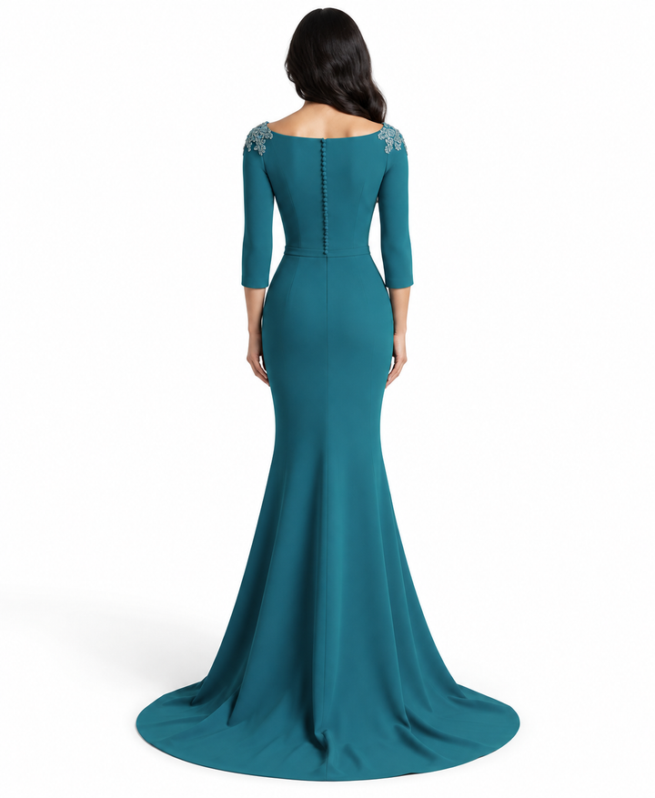 Embellished Mermaid Gown - Teal